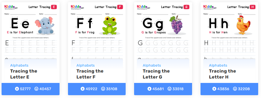 KiddoWorkSheets:孩子学习的秘密武器,数字、字母、创意活动资源