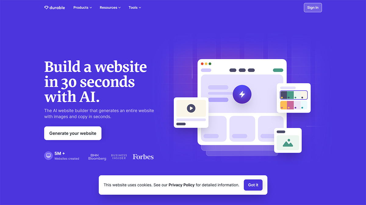 Durable AI(图1) DurableAI建站工具