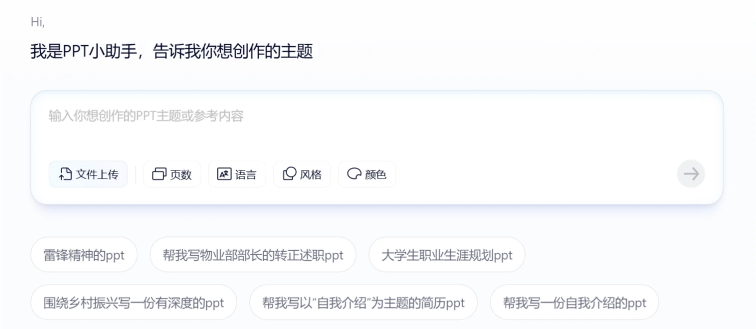 输入PPT主题 夸克AIPPT