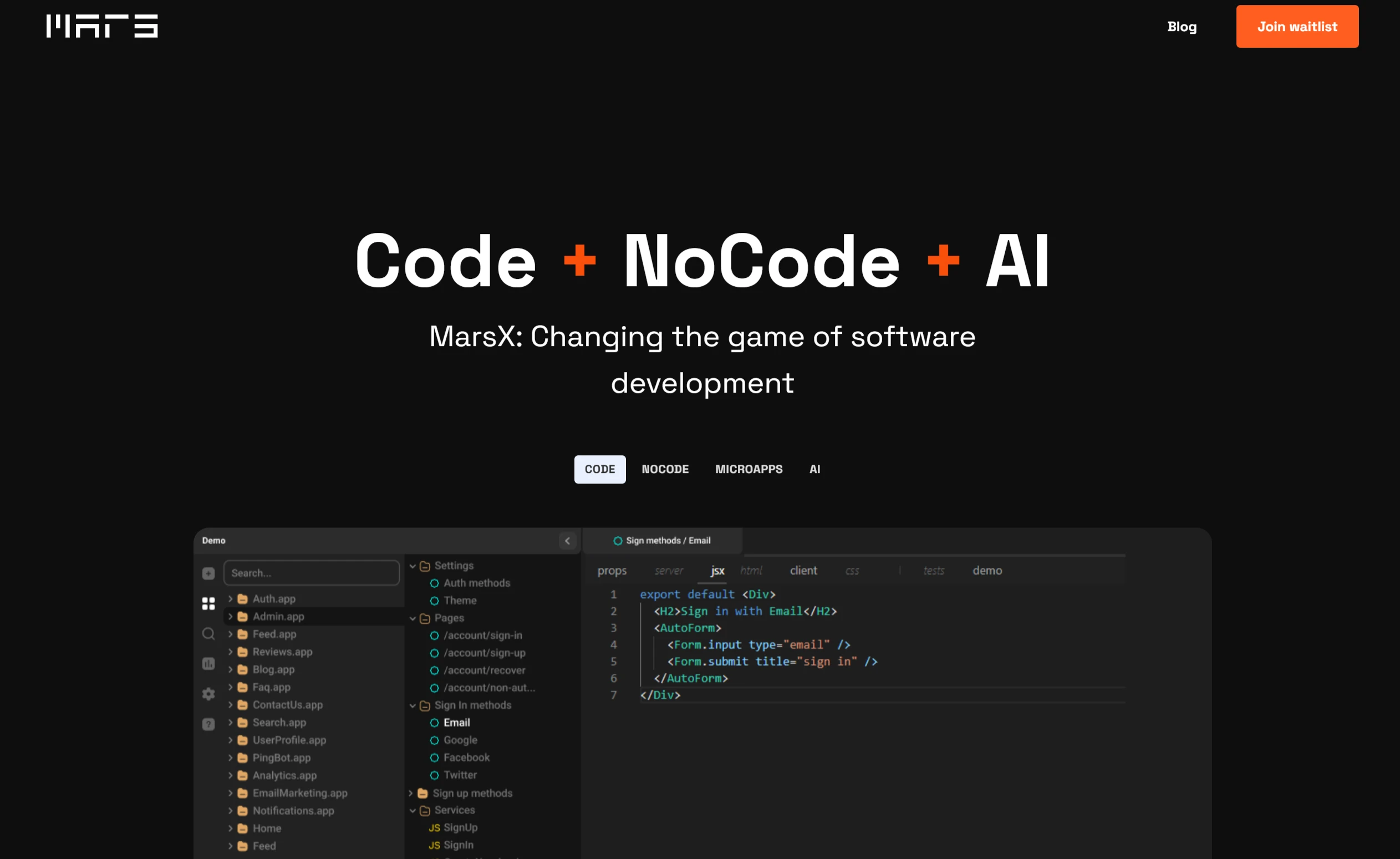 MarsX:结合了 AI、无代码和编码功能的开发平台 MarsX