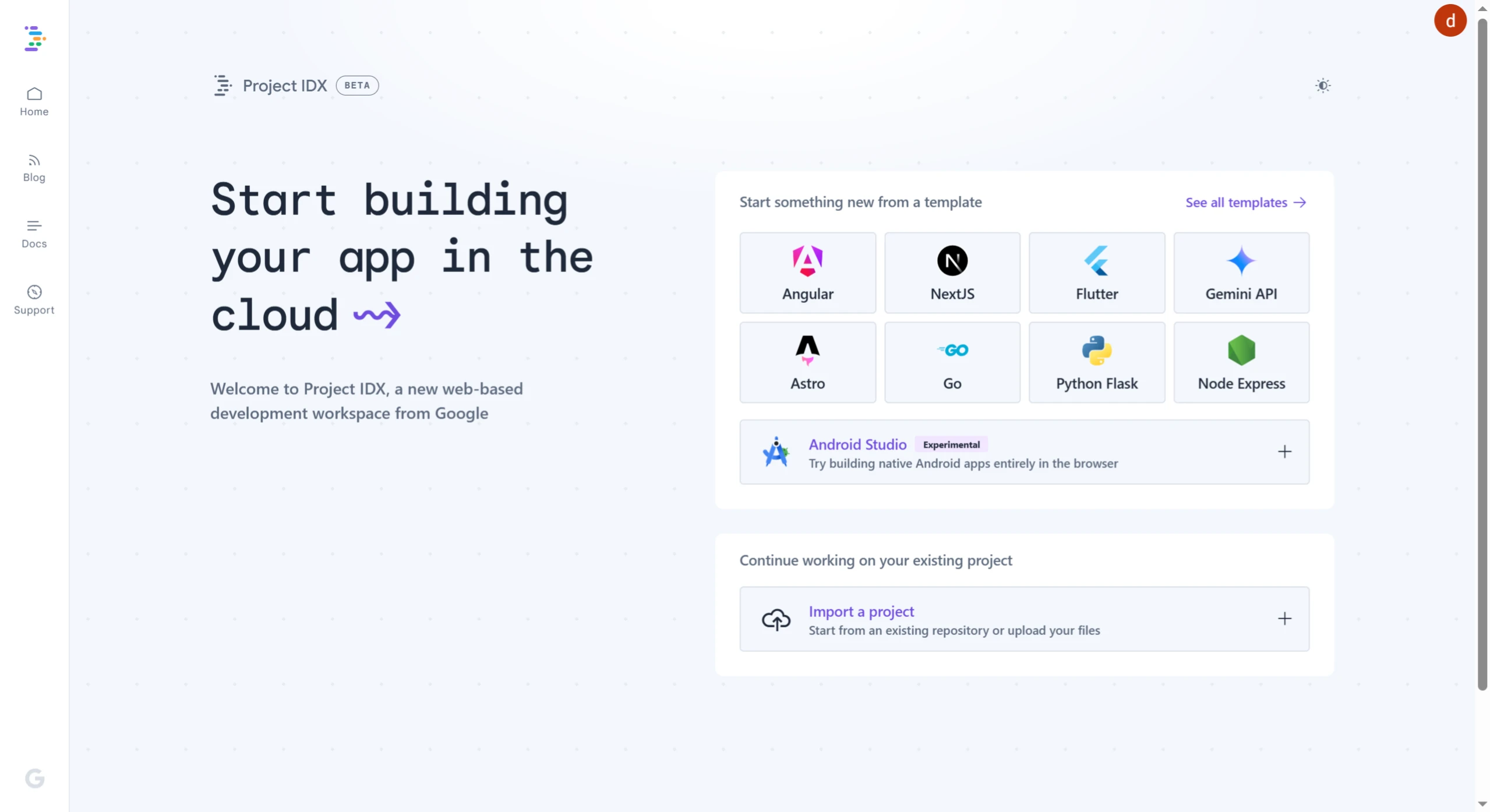 Project IDX:谷歌推出的一款基于云端的 AI 辅助全栈开发环境 ProjectIDX