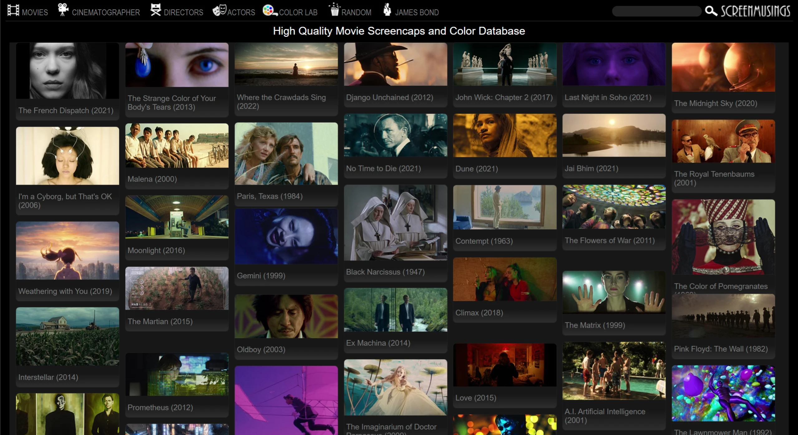 Screenmusings:高质量电影截图和色彩数据库 Screenmusings