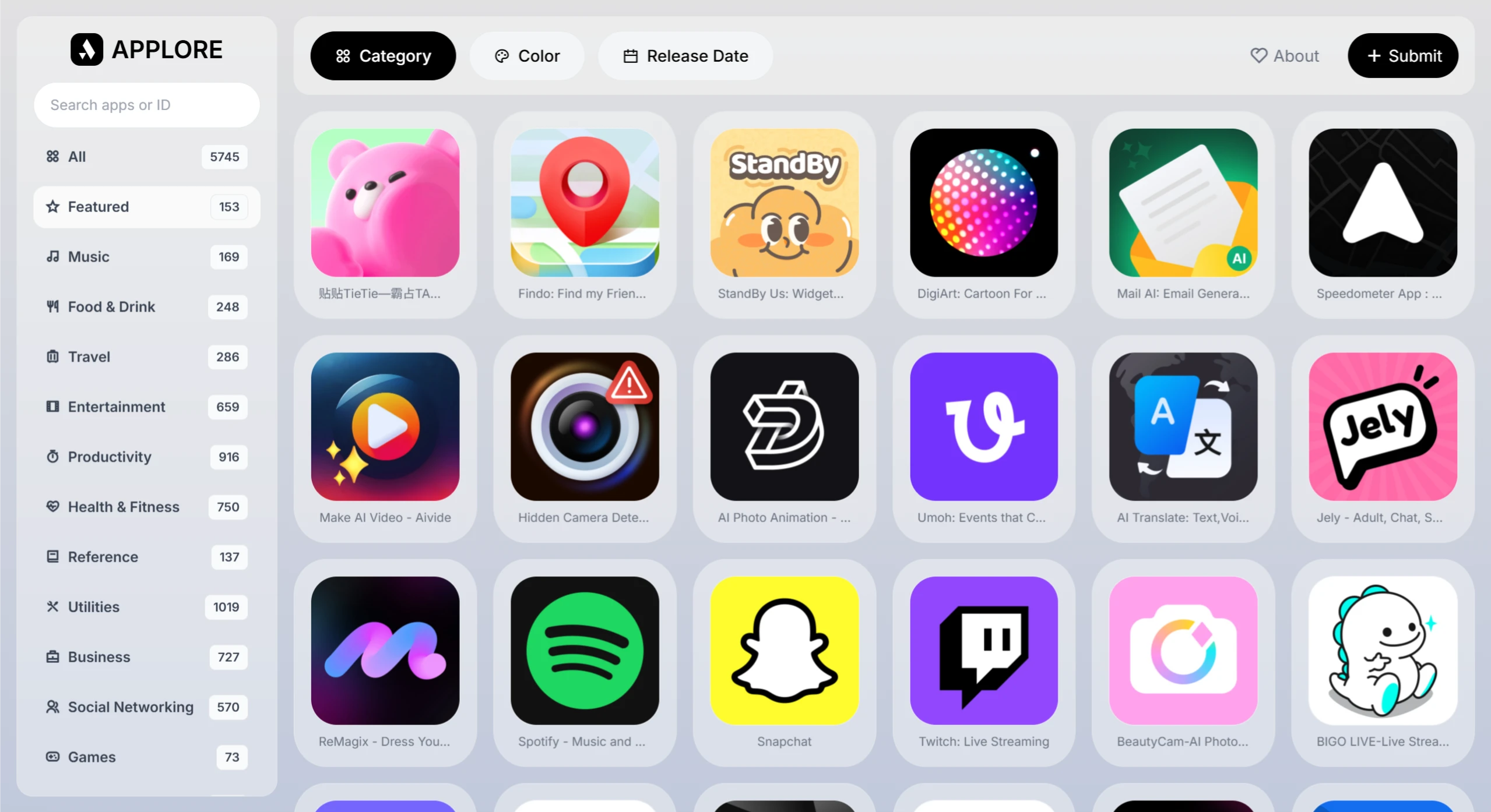 APPLORE：logo图标灵感与配色分析平台